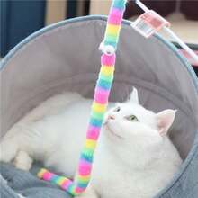 1个彩色毛绒毛毛虫猫玩具 - 有趣的互动逗猫棒，耐刮耐用，无需电池 - 粉色 - 查看 6