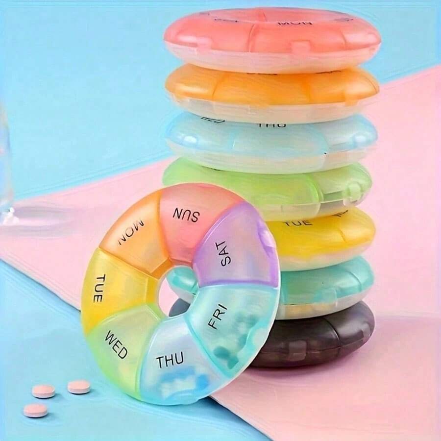 1/2pcs Practical 7-Day Pill Box, Dust-Proof & Moisture-Proof, Portable Plastic Storage Box, Easy To Clean, Compact Pill Organizer, Ideal Gift For Elderly, Travelers And Caregivers, Daily Medication Management - Multicolor - View 1
