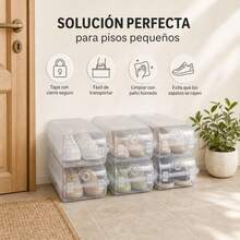 Transparent Stackable PP Plastic Shoe Box With Hinged Lid And Ventilation Holes For Closet Organization And Footwear Protection, Multiple Sizes - 查看 8