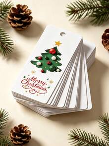 [Christmas]1/48/96pcs Christmas Decorative Hanging Tags (Includes 10m Jute Rope) Christmas Tree & Star Pattern Tags, Suitable For Christmas Decoration And Holiday Celebration - Multi-color (includes Hemp Rope) - View 5
