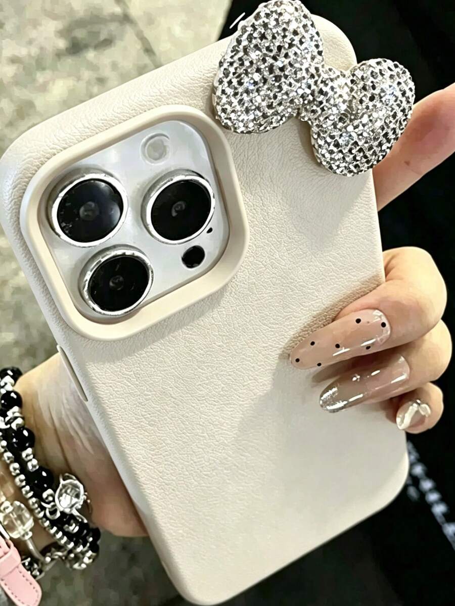 1pc Pink Personalized Full Coverage TPU Shockproof Phone Case Compatible With Apple 17 16 15 14 13 12 11 Pro Max - Off White - View 1