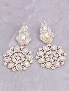 ACEHLN 1 Pair Colorful Rhinestone Zinc Alloy Geometric Shape Large Pendant Luxury Earrings For Women, Suitable For Evening Party And Wedding - Style 1 - View 4