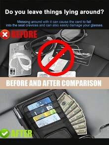 1pc Auto Car Sun Visor Organizer, Visor Holder, Car Sun Visor Mutil-Pocket Storage Organizer,Car Truck SUV Storage Pouch Holder, Multifunctional Auto Interior Accessories Storage Pocket Sun Visor Pouch For Fashion Glasses, Document, Card,Driver License - Black - View 7