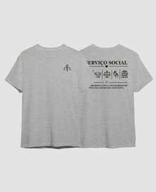 Camiseta Serviço Social Profissão Cuidado Curso Cuidado Compromisso Ética Blusa Estampada Algodão - Cinza - Visão 2