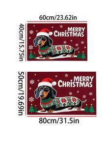 1 buah Keset Lantai Motif Anjing Dachshund dengan Topi Natal, Bahan Kasmir Imitasi yang Lembut dan Nyaman, Mudah Dibersihkan dan Dapat Dicuci dengan Mesin, Cocok untuk Kamar Mandi, Dapur, Lorong, Kamar Tidur, Pintu Masuk dan Area Lainnya, Dekorasi Rumah, Karpet Dekorasi Liburan Natal, Sempurna untuk Menciptakan Suasana Meriah di Rumah - A - View 9