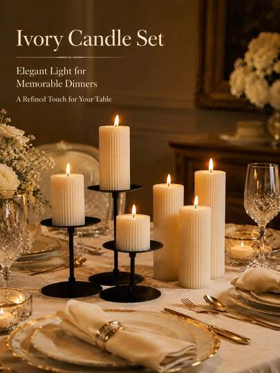 French Luxury White Ribbed Candle,Vertical Stripe Pillar Candle,Scented Candle,Elegant Ambiance Decor,Suitable For Home Decoration,Parties,Dining Tables,Fireplaces,Weddings,Birthdays,Favors,Christmas,Thanksgiving,Festive Holiday Styling