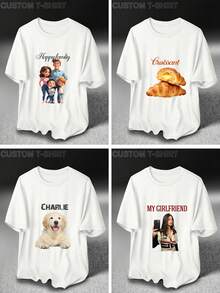 Custom Basic T-Shirt Unisex, Upload Photo & Text, Personalized Birthday & Anniversary Gift Sports - White - View 2