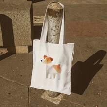 1 pieza, bolsa de mano de lona con ilustración sencilla (13.8"x15.8"), bolsa de compras diaria a la moda, esencial para ir al trabajo y a la playa, regalo ideal para amigos y familiares, bol - A - Ver 9