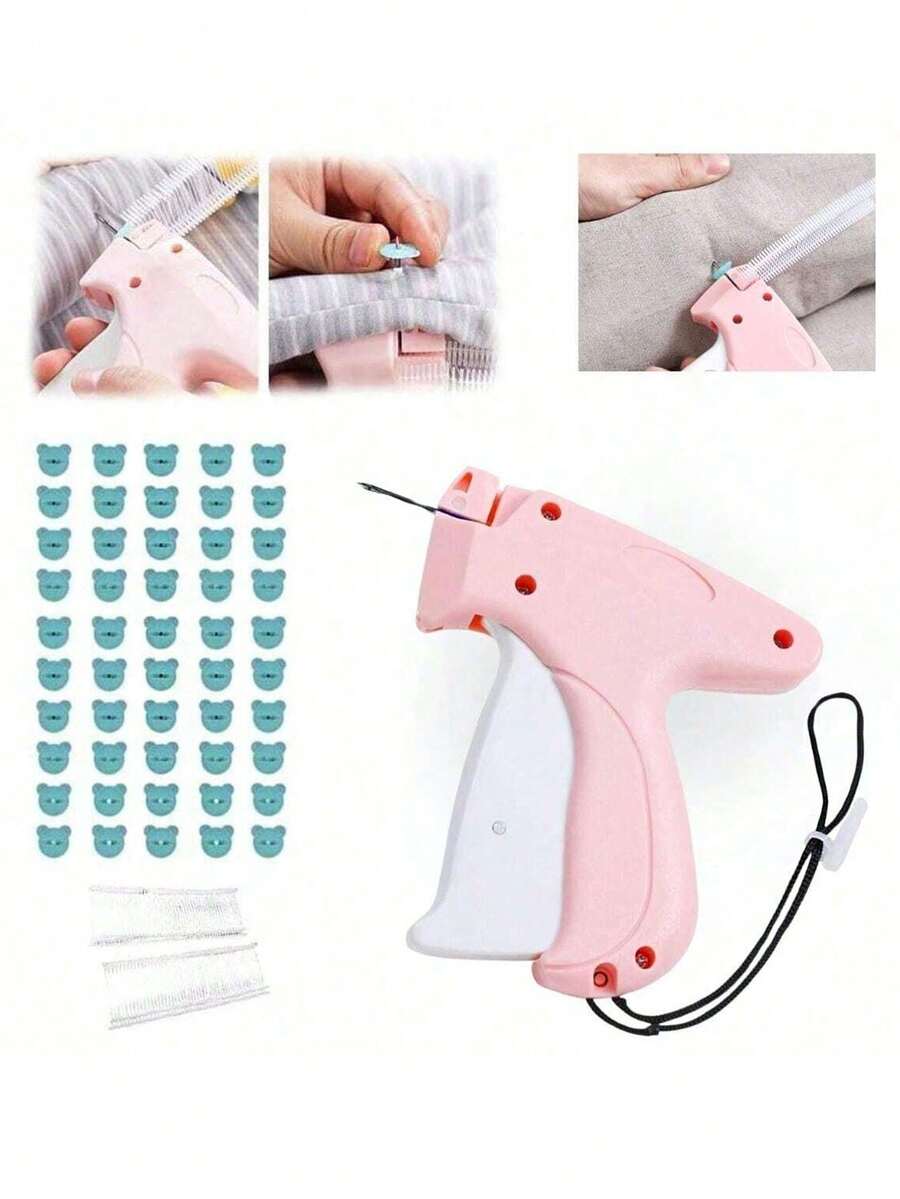 Miniature Mini Sewing Nail Gun With Needles And Clips, Upgraded Precision Sewing Gun, Fine Sewing Gun For Clothing, Non-Jamming Mini Sewing Gun, Clothing Repair Sewing Tool Set, Suitable For Clothing, Bedding Edges, Mini Label Gun, High-Quality Sewing Accessories