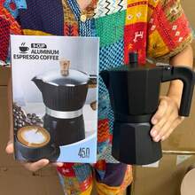 Moka Pot - 3/6/9 Cup Espresso And Cuban Coffee Brewer, Black R-Handle Stovetop Moka Pot, Suitable For Home Use And Outdoor Moka Pot - Black - View 12