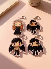 1Pc/4Pcs The Night Court Bat Boys & Feyre Crylic Keychains, Book‑Tok Fantasy Backpack Charms, Book Lover Collectible Gifts - Multicolor - View 2