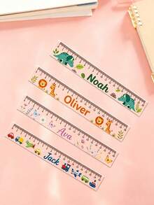 Personalized 7.87 Inch Transparent Ruler, Customizable Name And Pattern, Multiple Designs, Easy To Read And Fade-Resistant. Suitable For Home, Office And Study. Perfect Gift For Back To School, Graduation, Christmas And Birthday - Multicolor - View 7