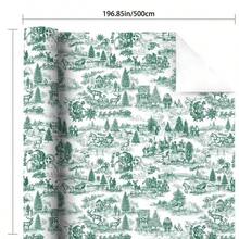 1 Roll Of Wrapping Paper Featuring A Green Santa Claus And Christmas Tree Pattern; Suitable For Christmas, Holiday Decorations, Birthday Parties, Gift Wrapping, And Holiday Gift Boxes Dimensions: 43 Cm * 500 Cm (17 Inches * 16.4 Feet) - Multicolor - View 8
