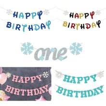 1Set Winter Happy Birthday Paper Banner, Multi‑Color Glitter Letter Garland With Snowflake Accent, Birthday Hanging Pennant For Birthday Party, Indoor Wall, Mantel, Backdrop & Photo Booth Party Decor - View 1