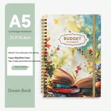 Creative Floral Spiral Bound Budget Planner Notebook With Strap, Customizable Printable Memo Pad - Multicolor - View 14