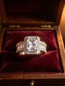 1pc Women's Fashion Personalized Ring - Inlaid Cubic Zirconia Ring - Suitable As Romantic Gift For Girlfriend, Wife On Valentine's Day, Anniversary, Birthday - Silver - View 12