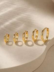 EleRunis 1pc 925 Sterling Silver Classic Thick 5/6/7/8/9mm Rook Conch Cartilage Hoop Earring, 18K Gold Plated, Upper Cartilage Conch Earring For Women, Daily Wear & Party Style - Gold - View 3