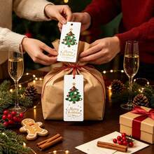 50/100pcs Christmas Tree & Star Pattern Cards Tags, Christmas Decoration Cards, Suitable For Christmas Decoration Celebration - Multicolor - View 6