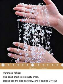 Ultra-Thin Chiffon Fabric 75*600cm, Includes 6m Bead Chain, Bed Curtain, Wedding Arch Curtain, DIY 3D Butterfly Wind Chime Pearl Door Curtain Decoration, Wedding Birthday Party Home Partition Decoration Background Photo Prop - Multicolor 2 - View 11