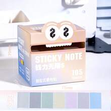 105pcs Cute Gradient Pull-Out Sticky Notes, Green, Rainbow And Pink, Pearl Transparent Material, Multiple Tones, With Storage Box, Suitable For Notes, Desk Organization, Birthday Gifts Or Party Favor Bags - Multicolor - View 15