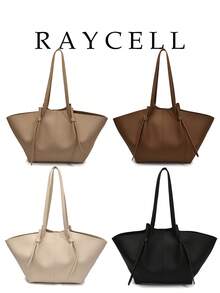 Women's Minimalist Knotted Decor Textured Soft PU Leather Tote Bag, Large Capacity Casual Commuter Shoulder Handbag - Multicolor - View 2