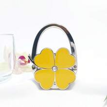 1pc Elegant Four-Leaf Clover White Design Foldable Handbag Hook - Fashionable Aluminum Alloy Wallet Table Hook, Decorated With Heart-Shaped Flower, Portable Metal Purse Stand, Suitable For Fashion Accessory Enthusiasts - Multicolor - View 18