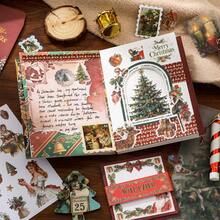 Vintage Christmas Theme Planner Gift Box Set, Christmas Holiday Material Decorative Stickers & Washi Tape, Notebook Gift Set For Gifts - 1 Set - View 6