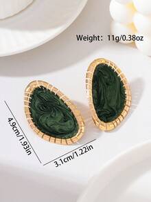 1 Pair Elegant Fashion Metal Geometric Enamel Glazed Symmetrical Stud Earrings, Suitable For Women's Daily Wear, Outings, Parties And Vacations - Geometric Teardrop Earrings - View 3