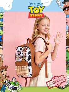 1pc Disney Officially Licensed Toy Story Pattern Backpack, Large Capacity Student School Bag With Laptop Compartment, Casual Backpack, Sports Backpack, Cartoon Backpack, Suitable For Boys/Girls/Children/Students, Applicable For Back To School/Daily Use/Travel/Shopping/School - Brown - View 7