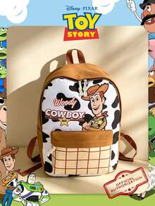 1pc Disney Officially Licensed Toy Story Pattern Backpack, Large Capacity Student School Bag With Laptop Compartment, Casual Backpack, Sports Backpack, Cartoon Backpack, Suitable For Boys/Girls/Children/Students, Applicable For Back To School/Daily Use/Travel/Shopping/School - Brown - View 11