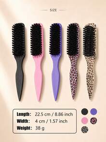 Leopard Print Edge Control Brush, Professional Hair Comb, Suitable For Smooth Ponytails And Buns, Pointed Tail Styling Tool, Suitable For Flyaways And Hair Wax Sideburns - Multicolor - View 10