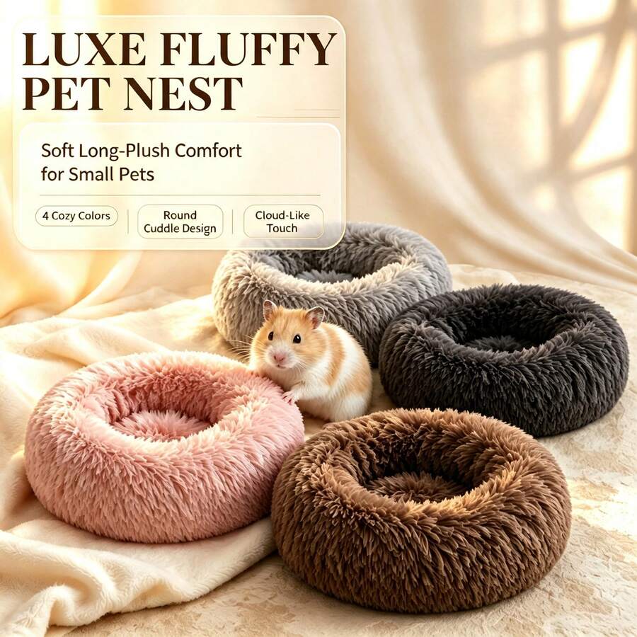 Big Long-Plush Small Pet Nest, Soft, Comfortable, Warm And Cozy For Fall Winter. Fine Craftsmanship, Tightly Woven, Scratch-Resistant. Suitable For Hamsters, Chinchillas, Sugar Gliders, Fancy Rats, Hamsters, Parrots, Hedgehogs, Lizards, Golden Hamsters, Guinea Pigs, Rabbits, Thickened And Fleece-Lined For Seasonal Change, Machine Washable And Durable - View 1