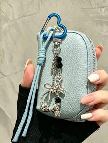 Y2K Style Mini Car Key Pouch, Cute Heart-Shaped Hook Keychain Wallet With Earphone Pendant And Lanyard, Durable PU Leather Zipper Key Bag; Mini Coin Purse For Car Keys, Earbuds, Lipstick. Suitable For School/Work/Office/Daily Use, Unique Birthday Gift, Teacher Gift, Party Gift, Vacation Gift; Essential For College Students Back To School - Multicolor - View 6
