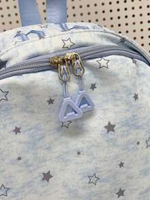 1pc Girls Star Nylon Zipper Closure Fashion Backpack Student School Bag Suitable For All Seasons Daily Use Without Pendant - A - View 6