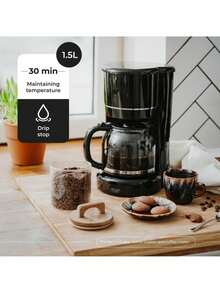 Adler Drip Coffee Maker, Filter Coffee Machine, Automatic Coffee Maker - Compact Design, Reusable Filter, Black - EU E Type Plug(220-240V) - View 2