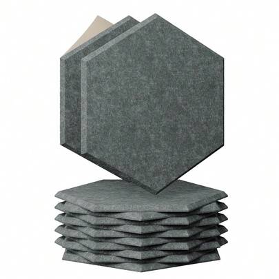 Self-Adhesive Hexagon Acoustic Panels - 12 Pack Soundproof Felt, 0.9" Thick, Noise Absorbing For Wall & Studio, Easy Installation, Home Recording