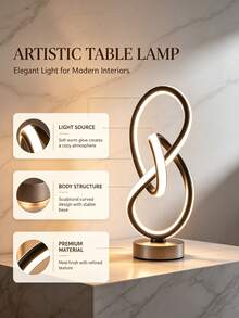 Modern Creative Spiral USB Desk Lamp, 3 Colors Available, 3 Color Temperatures Adjustable, Plug-In Switch - Stylish Black Design, Suitable For Bedroom, Living Room Or Study | Artistic Metal Table Lamp Perfect For Creating Cozy Atmosphere - Multicolor - View 4