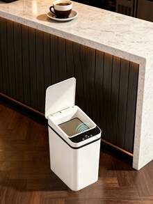 Automatic Sensor Trash Can With Lid, Touchless Narrow Small Waste Bin, Smart Slim Plastic Trash Can, Suitable For Kitchen, Bathroom, Office, RV, Bedroom, Living Room, White - White - View 7