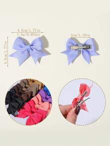 20pcs Rainbow Multicolor Ribbed Bow Hair Clips Set, Daily Hair Styling Versatile All-Match Hair Clips, Fashion Accessories - Mixed color - View 6