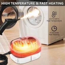 Limpiador a vapor portátil - Modelo compacto de alto rendimiento con cable de 2500 W, calentamiento en 15 segundos, depósito de agua de 1,2 L, mango ajustable de 3 velocidades, limpiador a vapor de alta presión para eliminar manchas y suciedad, vapor de alta presión - Blanco - Ver 10