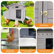 Raised Coop With Wooden Nesting Box, Protects Chickens From Predators And Is Easy To Clean - 淺灰色 - 查看 4