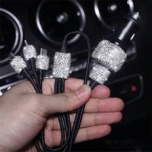 1个闪亮水钻车载充电器，快速充电，USB/AC车载手机充电器，心形LED显示屏水钻车载充电器适配器，快速充电，支持手机、行车记录仪、GPS等设备，手工制作，是节日/生日送给男士和女士的理想礼物 - 彩色 - 查看 63