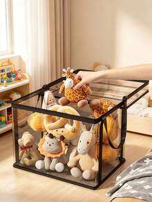 Transparent Zipper Doll Storage Box, Portable Visible Organizer Bin, Suitable For Plush Toys, Baby Supplies, Children's Miscellaneous Items - Multicolor - View 2