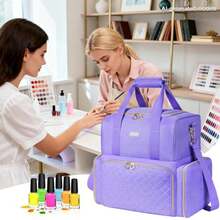 Nail Polish Organizer Holds 80+ Bottles, Nail Polish Carrying Case With 2 Removable Bags, Nail Organizers And Storage For Nail Tech, Portable Nail Supplies Holder, Mother Day Gift For Women Grils - Purple - View 9