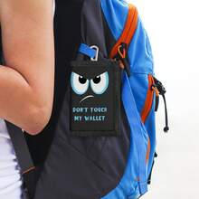Don't Touch My Wallet' Tri-Fold Wallet - Cool Cartoon Angry Eyes Canvas Wallet With Keychain, Zipper Pocket And ID Window, Essential Holiday Gift - Multicolor - View 6
