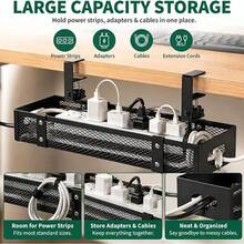 No-Drill Under-Desk Cable Organizer Socket Mount Bracket Office Desk Mesh Hanging Basket Storage Rack - Multicolor - View 6