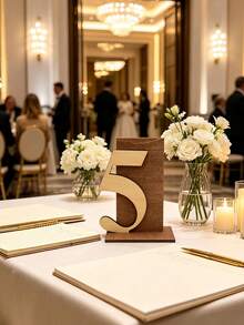 1-20 Rustic Wooden Table Number Signs, Arched Handwritten Style Wedding Reception Seat Number Plates, Farmhouse Style Banquet Bridal Shower Party Table Centerpiece Decor - Multicolor - View 4