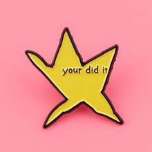 Fun "You Did It" Star-Shaped Enamel Brooch, Pine Tree Pattern Lapel Pin, Can Be Used As Backpack, Clothing Accessory, Fashion Jewelry Or Gift For Friends. - NR10087 - View 1