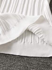 Boys' Preppy Solid Color Striped Stand Collar Sweater Long Sleeve Knit Pullover, Suitable For School Daily Casual Wear In Spring, Autumn, Winter - White - View 6
