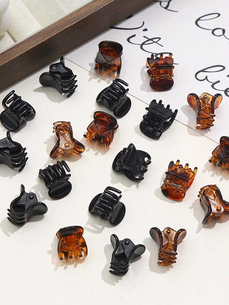 20pcs Brown Mini Hair Clips, Suitable For Women's Hairstyles, Can Be Used For Decorating Braids And Voluminous Bangs - Multicolor - View 1